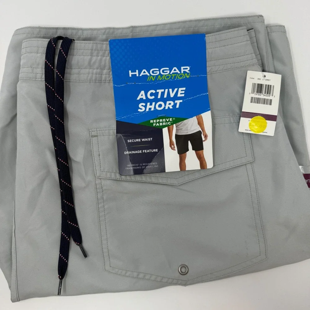 Haggar In Motion Active Shorts Mens XL Light Grey Repreve‎ NEW